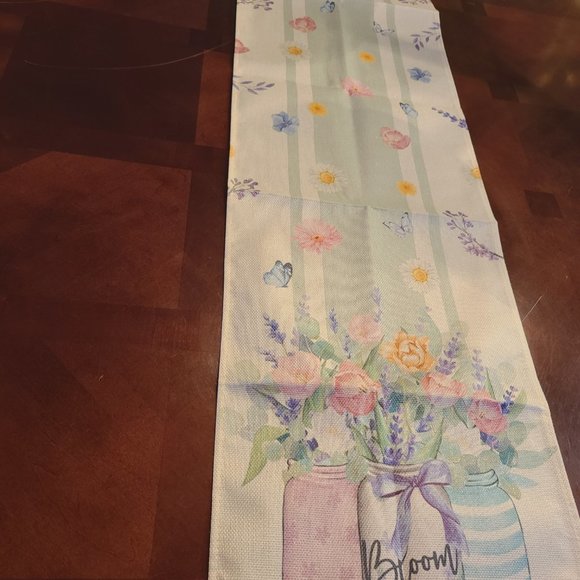 Floral Table Runner Spring Decor Summer Cottage Farmhouse Decorative Cloth 13x72 - Picture 4 of 11